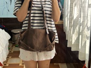 Brown Suede Hobo Bag