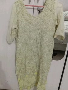 Light Yellow Embroidered Kurta with shalwar