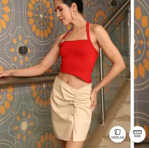 XXL size Red Halter Crop Top