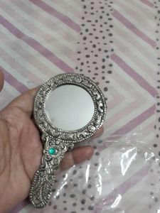 Vintage Handheld Mirror with Gemstone