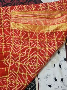 Elegant Red Bandhani Saree