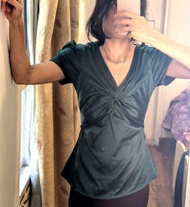 Elegant Green Twist Front Top