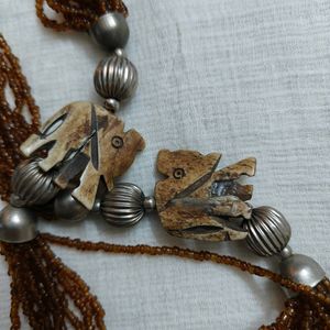 Ivory Elephant Brown Necklace