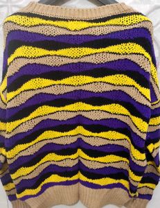 Yellow Purple Striped Knit Pullover