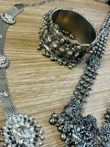 Antique Silver Oxidized Jewelry Set