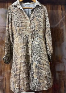 Snakeskin Print Shirt Dress & Lime Pant