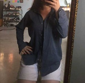 Navy blue/Grey Textured Button-Down Shirt