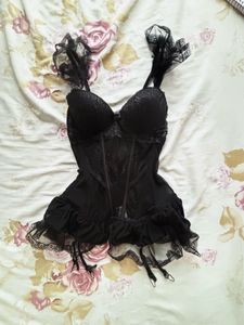 Lace Trim Corset with Garters