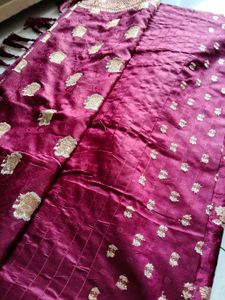 Maroon Floral Banarasi Silk Saree