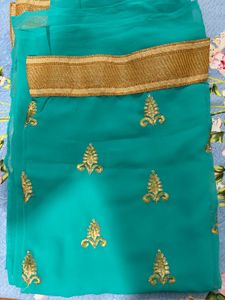 Stunning Teal Embroidered Fabric