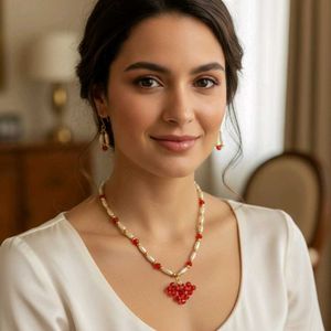 Heart Pendant Necklace & Earring Set(Free delivery
