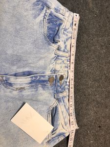 Zara High-Waisted Double Button Acid Wash Jeans