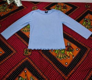 Light Blue Ribbed Long Sleeve Top