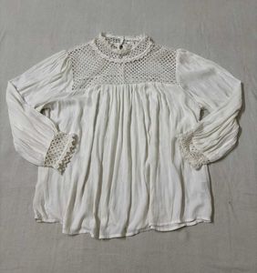 Crochet Boho Detail White Blouse