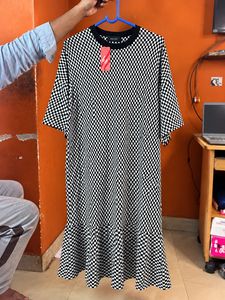Checkerboard Print Midi Dress