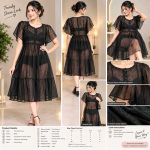 Chic Black Sheer Fit &amp; Flare Dress
