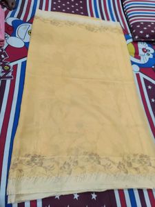 Elegant Yellow Saree with Floral Border