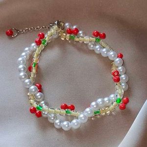 Cherry Beaded Pearl Bracelet❤️