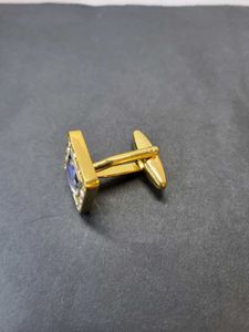 PEORA Square Blue &amp; Gold Cufflinks