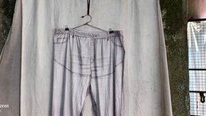 7229. Grey Flare Pants with Lace Inserts