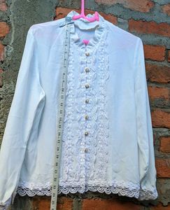 Elegant White Button-Down Blouse.