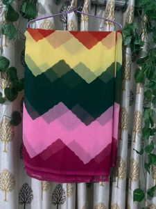 Colorful Chevron Pattern Saree