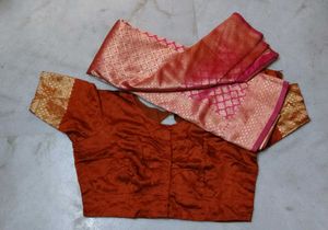 Dual colour Banarasi Silk Saree with blouse