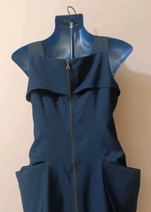 Stylish Navy Blue Dress with Pockets