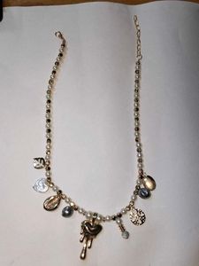 Pearl &amp; Charm Necklace (anti tanish)