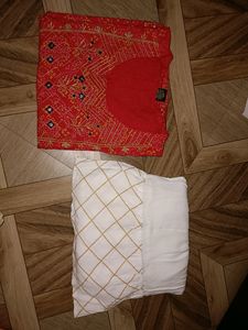 White And Red Kurti  Sharara Set