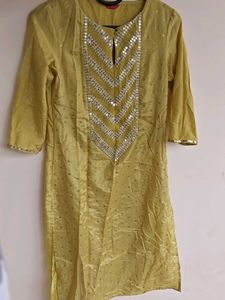 "W" Elegant Yellow Kurti with Sequins