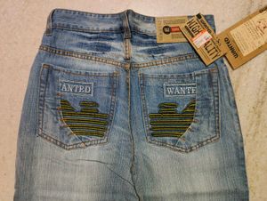 Vintage Blue Baggy Embroidered Back Pockets