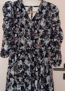Floral Print Puff Sleeve Dress
