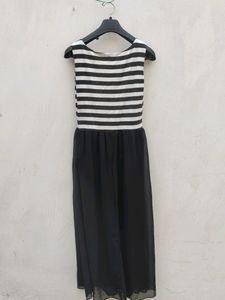 Black N White Striped Gown