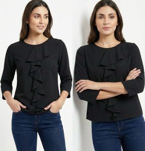 Elegant Black Ruffle Top
