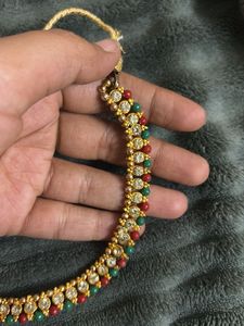 Exquisite Indian Style Necklace with Red and Green