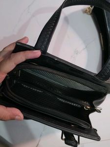 2 Chic Black Handbag with Gold Accents