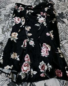 Floral Print Velvet Skirt