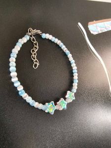 Blue Beaded Star Charm Bracelet