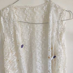 White Lace jacket shrug  with Embellishments
