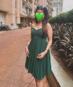 Olive Green Pleated Mini Dress