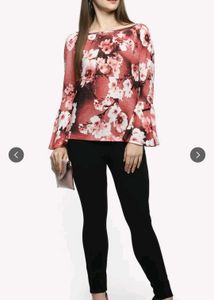Floral Print Boat Neck Top