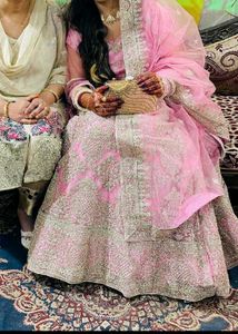 Pink &amp; Gold Embroidered Lehenga