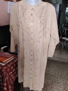 Embroidered Beige Kurta for Women