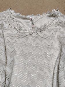 White Lace Zigzag Pattern Top