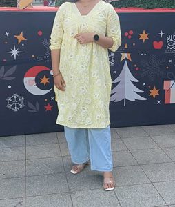Yellow Chikankari Kurta