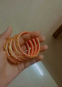 Designer Pearl & Gold Bangles Set
