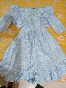 Light Blue Printed Midi Dress