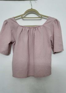 Pink Square Neck Top