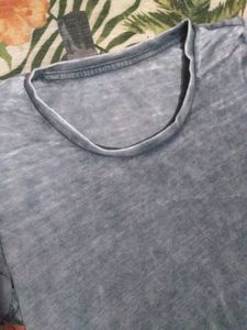 Blue T-Shirt with Cuffed Sleeves